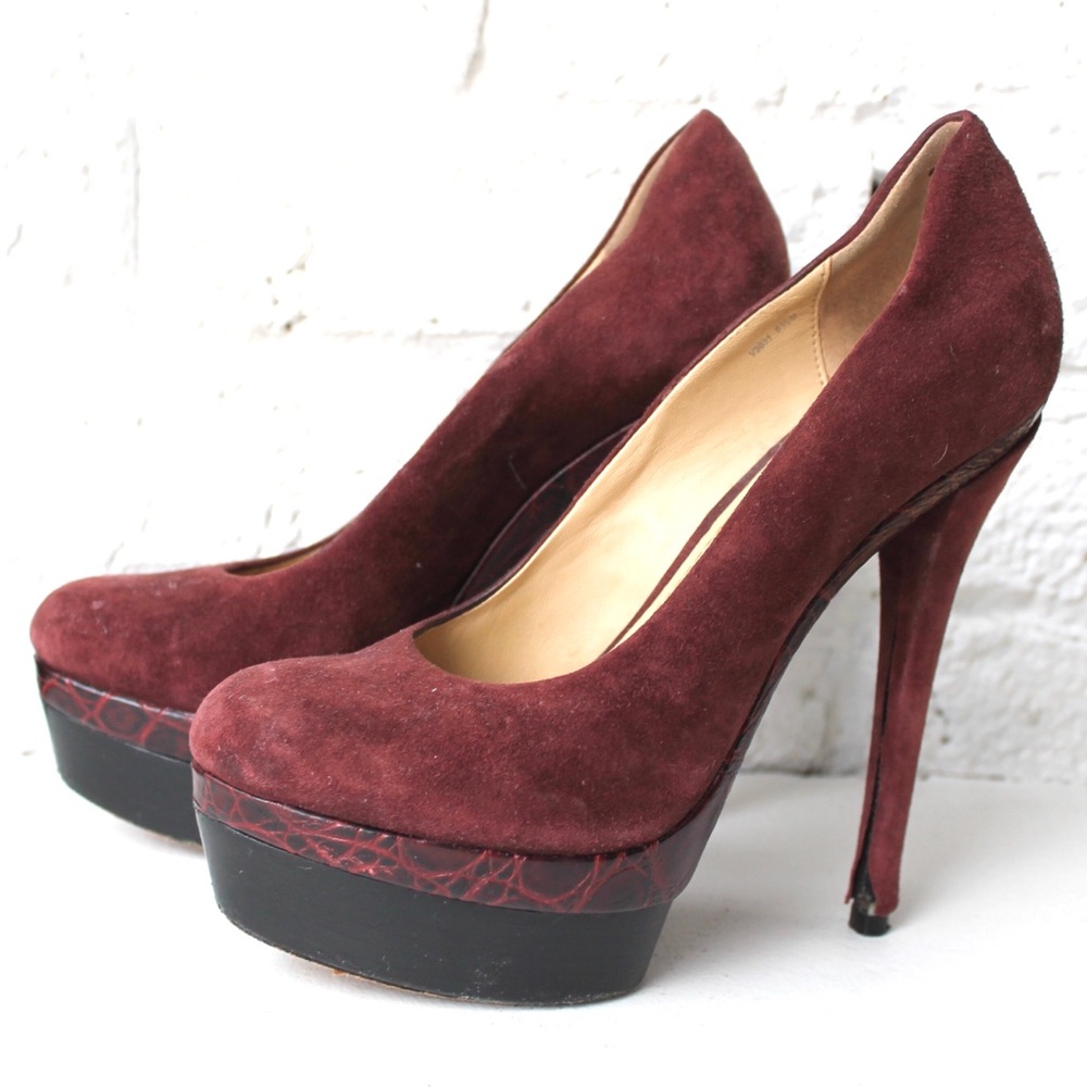 Rachel Zoe oxblood suede pumps
